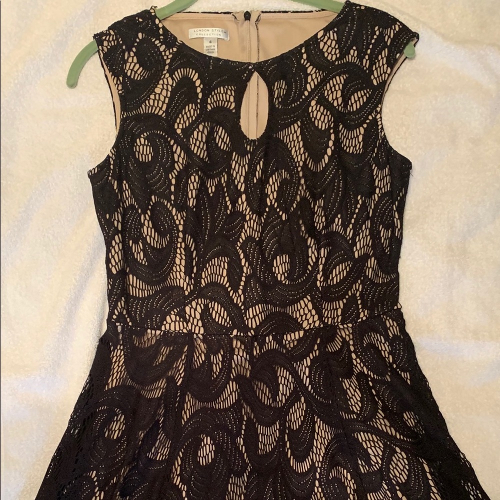 Keyhole Black Overlay Dress